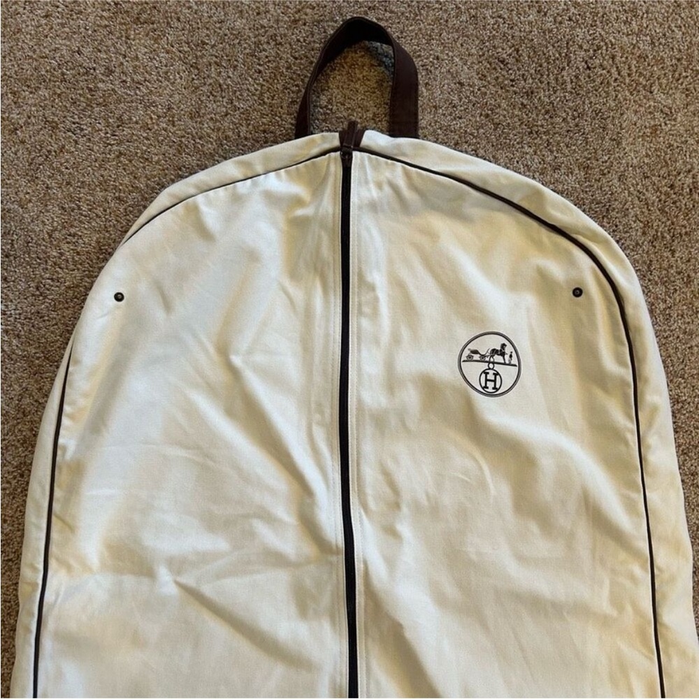 Authentic Hermes Garment Bag Heavy Duty, with Snaps, Cream/Off White - Picture 4 of 9